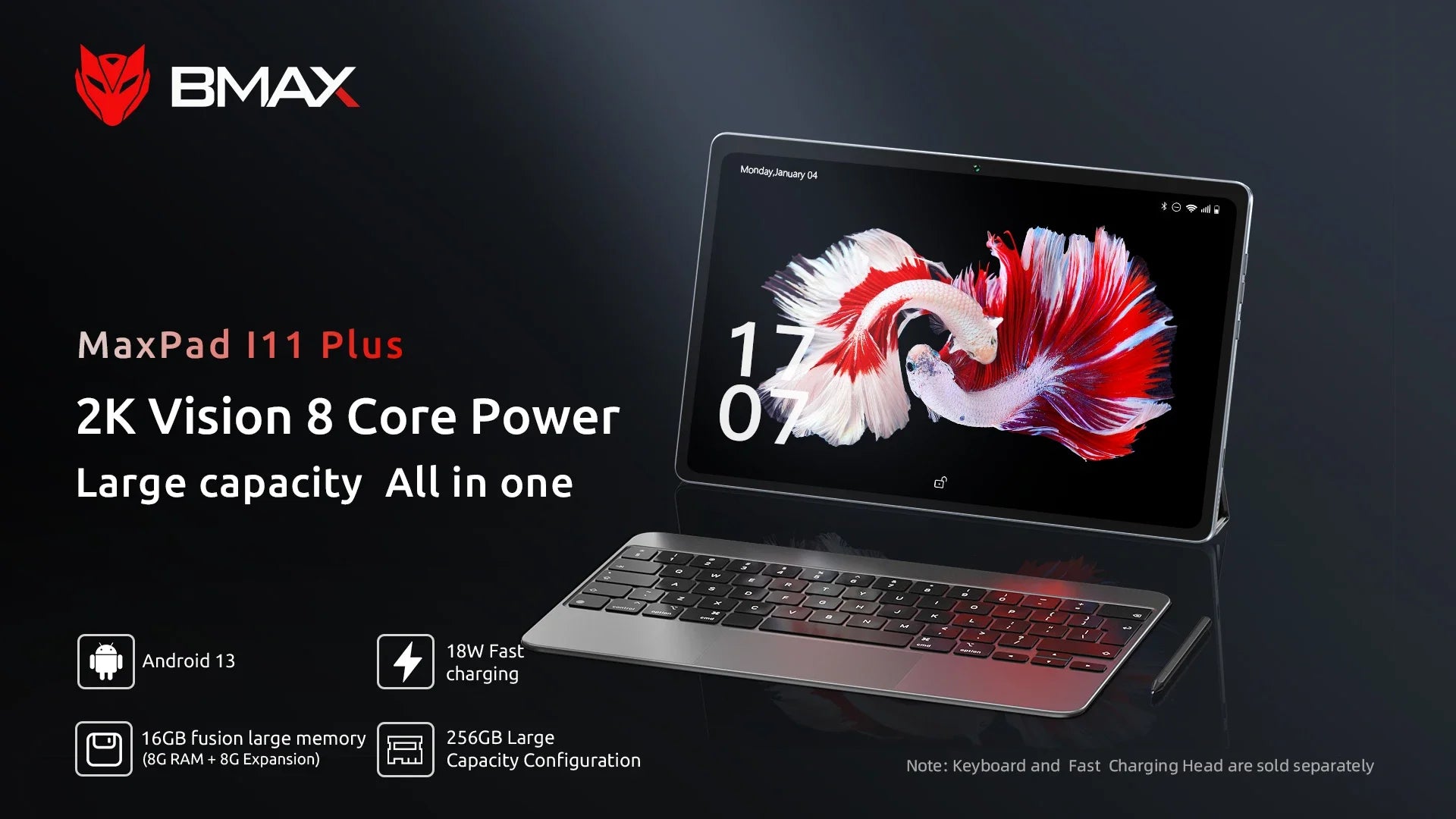 BMAX MaxPad I11 Plus 16GB(8GB RAM+8GB Expansion) 256GB ROM 10.4 Inch Octa Core T606 Soc  Dual Wifi 4G Lte Android 13 tablet SIM.