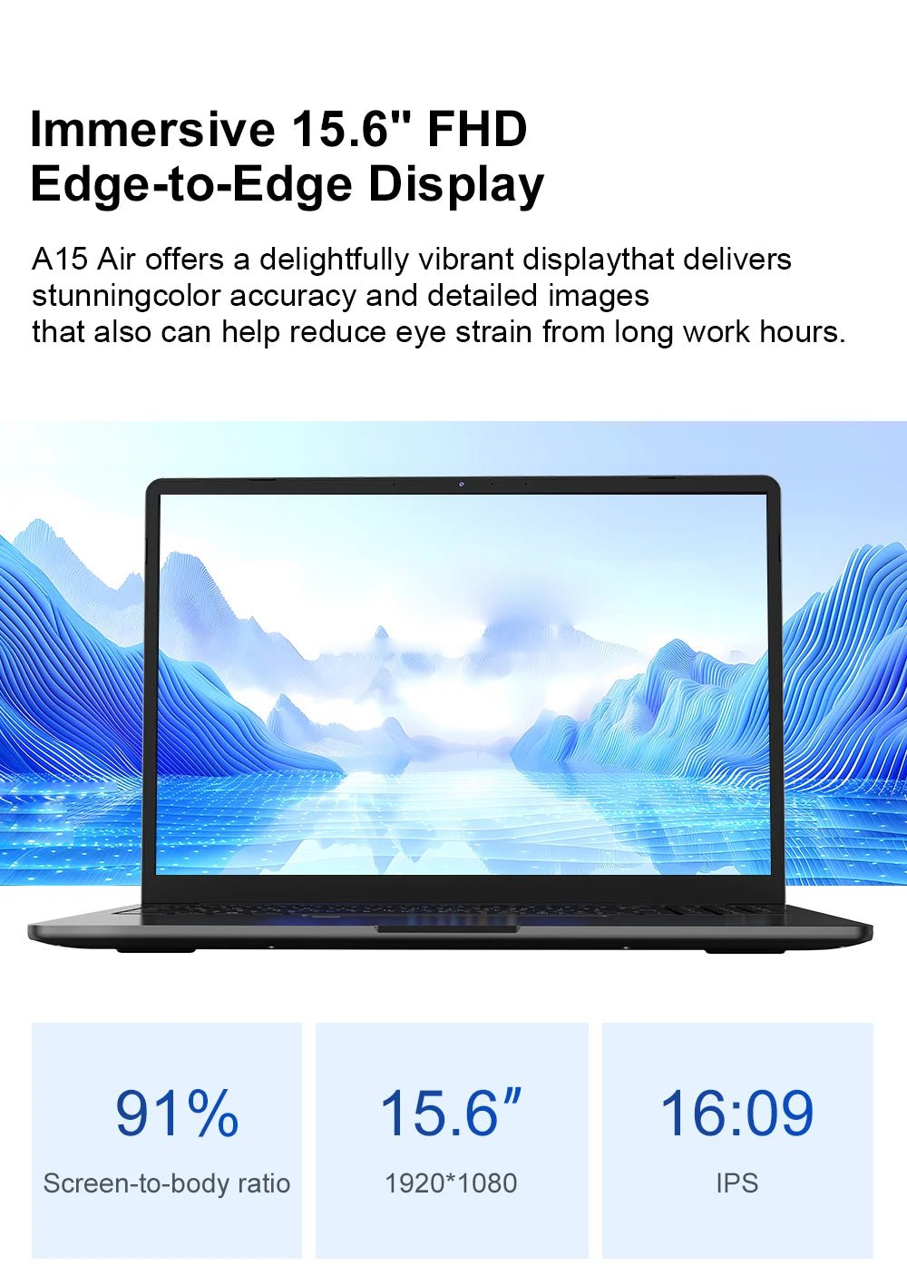 Ninkear A15 Air 2025 Laptop 15.6 Inch FHD IPS Screen AMD Ryzen™ 5 3500U 16GB DDR4 3200 MHz+512GB NVME SSD 180° Opening and Closing WiFi 5 BT 4.2 0.3s Fingerprint Unlock Tested ＆ Proven High Quality PC Notebook  Power You.