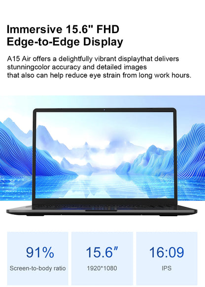 Ninkear A15 Air 2025 Laptop 15.6 Inch FHD IPS Screen AMD Ryzen™ 5 3500U 16GB DDR4 3200 MHz+512GB NVME SSD 180° Opening and Closing WiFi 5 BT 4.2 0.3s Fingerprint Unlock Tested ＆ Proven High Quality PC Notebook  Power You.