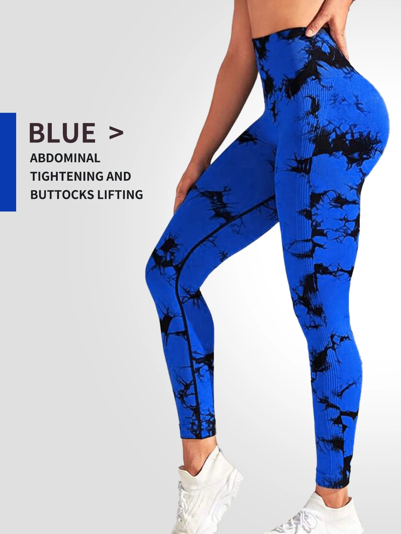 Tie Dye Seamless Leggings for Women High Waist Yoga Pants Scrunch Butt Lifting Elastic Tights Wide Waistband Sports Leggings