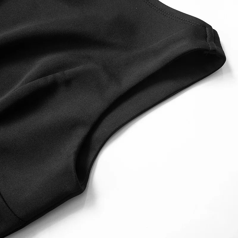 Damen-Abschlusskleid, Y2k-Mini-Trägerkleid, solides, ärmelloses, fließendes kurzes Kleid, offener Rücken über dem Knie, kurzes Sommerkleid.