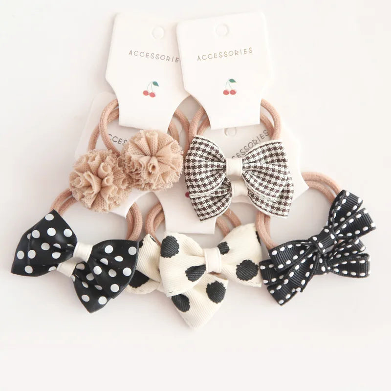 10Pcs/Lot, Elastic Hair Bow Clips for Children, Children's Headwear Hair Accessories for girls, Cute Hair ties, Lovely Hair Rope