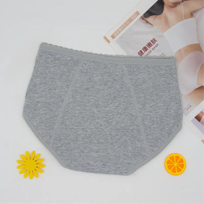 3 Pcs Women's Cotton Briefs Menstruation Underwear Leak Proof Sanitary  With Menstrual Bamboo Fancy Low Waist Slimming Panties.