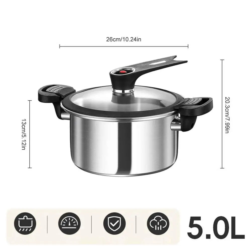 Portable Pressure Cooker Fast Cooking Stew Pot Pressure Cooker Stainless Steel Fast Cooking Multifunctional Kitchen Accessories.