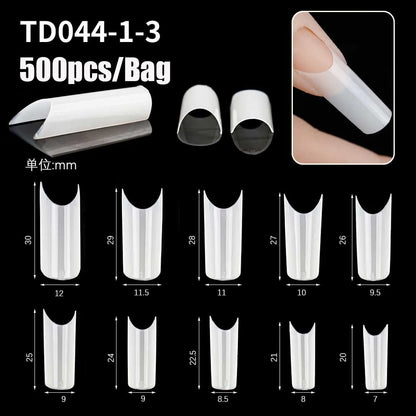 500/600pcs Long Pointed Fake Nail Tips Stiletto Half Cover French Acrylic UV Gel False Nail Extension Press On Nails Manic Tool