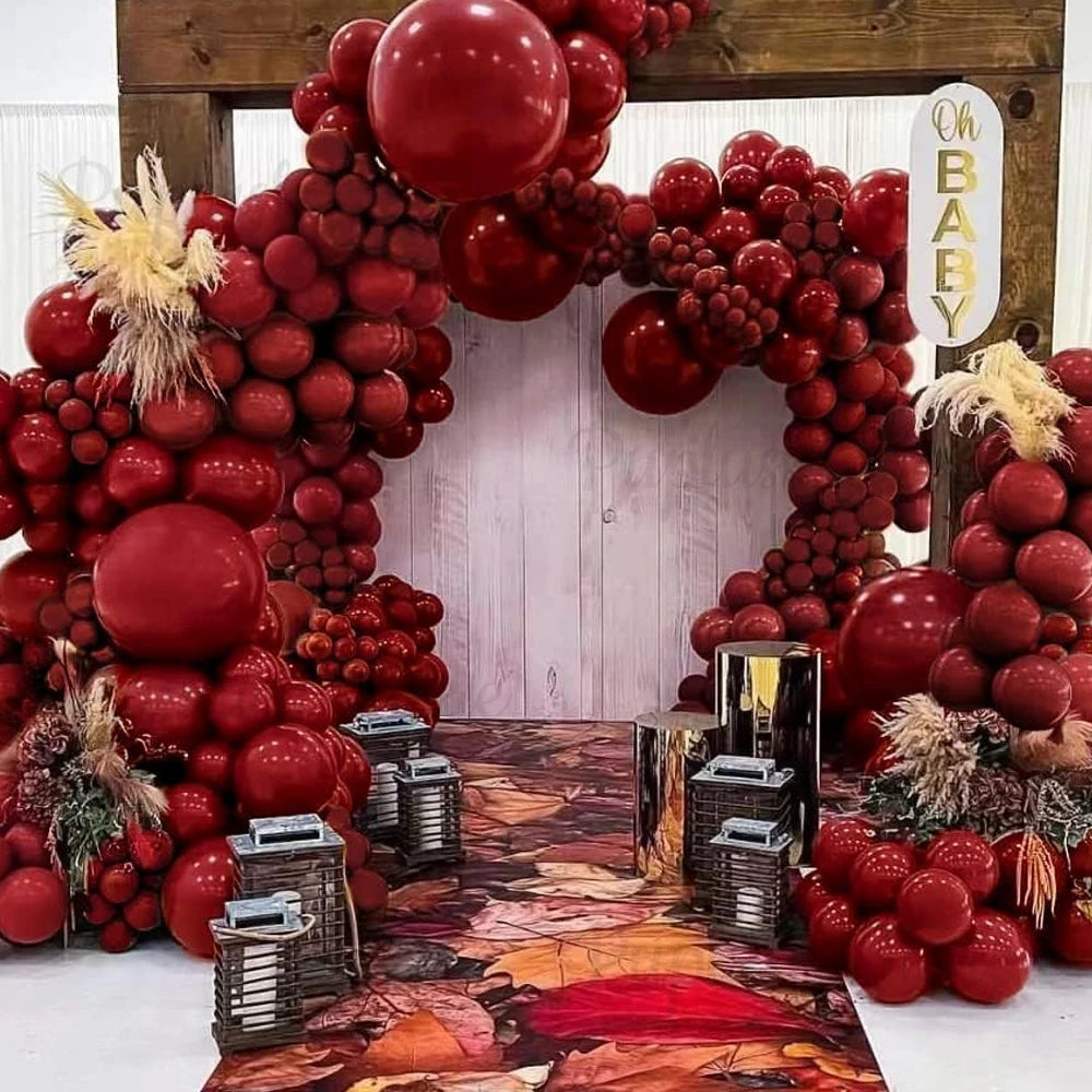 100 Stück dunkelburgunderrote Latexballons-Set, 5/10/12/18 Zoll dunkle weinrote Luftballons für Geburtstag, Weihnachten, Hochzeit, Party-Dekoration.