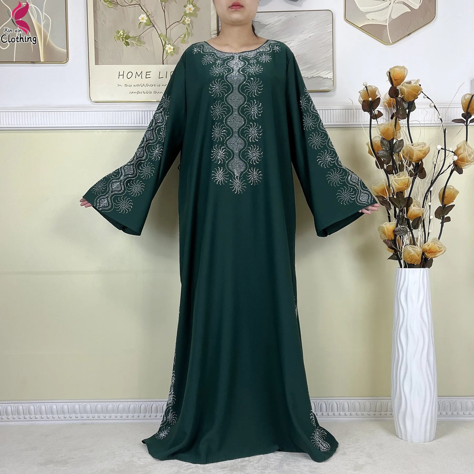 2025New High-Quality Dubai Muslim Abaya for Women Dress Islamic Turkey Femme Clothing Long Sleeve Loose African Dress With Scarf.