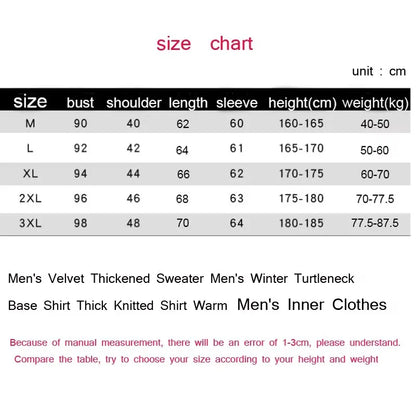 New Turtleneck Sweaters Men Autumn Winter Thick Knitted Sweaters Added Velvet Solid Color Casual Base Pullovers.