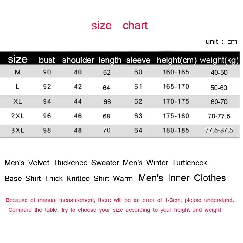 Men's Pullovers Velvet Thickened Sweater Men's Winter Turtleneck Base Shirt Thick Knitted Shirt Warm Men's Inner Clothes.
