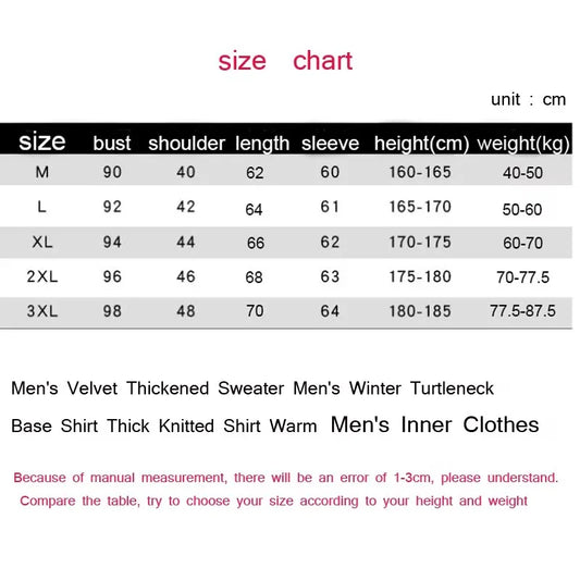 Men's Pullovers Velvet Thickened Sweater Men's Winter Turtleneck Base Shirt Thick Knitted Shirt Warm Men's Inner Clothes.