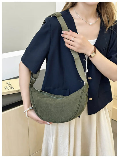Solid Color Corduroy Women's Hobos Shoulder Bag Retro Casual Female Crossbody Bags Ladies Daily Travel Handbags Messenger Bag