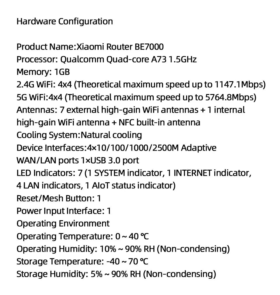 Original Xiaomi Mi Router BE7000 Tri-Band WiFi Repeater VPN 1GB Mesh USB 3.0 IPTV 4 X 2.5G Ethernet Ports Modem Signal Amplifier.