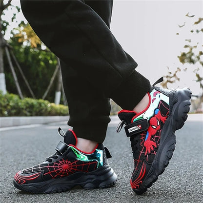 Disney Kids Sneakers Boys Tennis Shoes Comfortable Mesh Shoes Lightweight Outdoor Children's Sports Walking Black Blue Shoes.