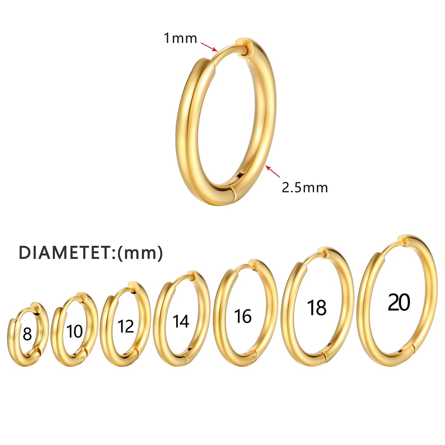 2022 New Simple Stainless Steel Small Hoop Earrings for Women Men Cartilage Ear Piercing Jewelry Pendientes Hombre Mujer.