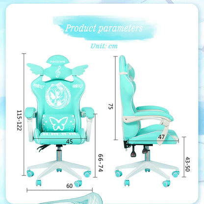 Niedliche elektronische Musik Mädchen rosa Shilla Gaming Stuhl Home Office lässig Computer Stuhl heben rotierenden Cartoon Cartoon Stuhl