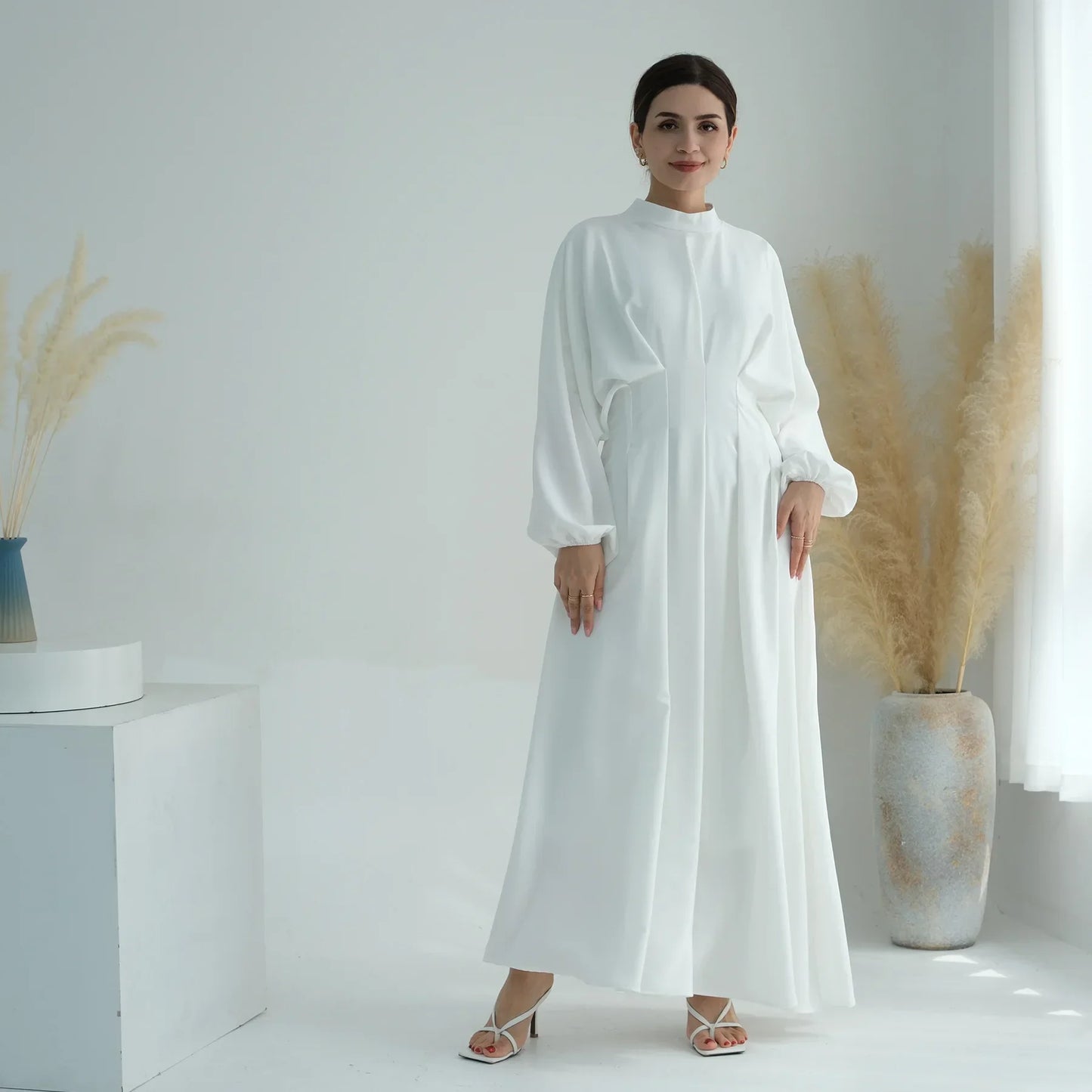 Elegant Muslim Dress Ramadan Pleated Abaya for Women Slim Waist Long Dress Islamic Clothing Muslim Eid Party Dresses Hijab Robe.