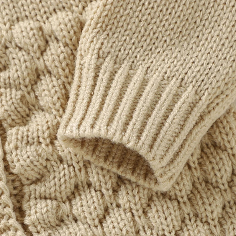 Autumn Baby Rompers Solid Long Sleeve Knitted Newborn Boys Girls Winter Outwear Jumpsuits Hats Clothes Sets 0-18m Infant Outfits