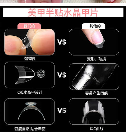 120-600Pcs False Nail Tips Soft Gel Fingertip Semi-matte Square French Coffin Full Half Cover Artificial Fake Nails Extension.