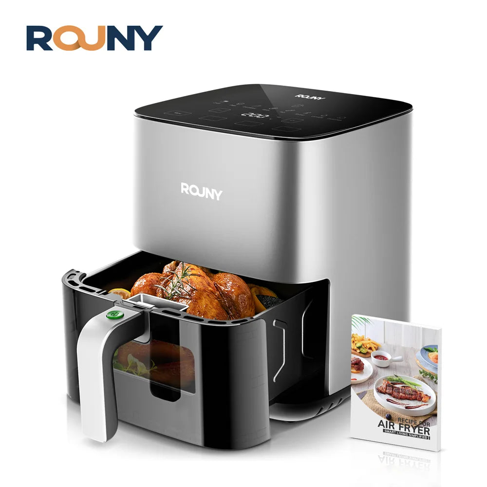 ROUNY Air Fryer 5L, Electric Hot Fryer Oven Oilless Cooker with Touch Control & Nonstick Basket & Visible Window, Family Size.