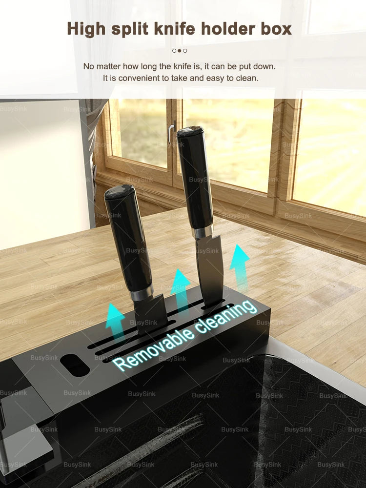 100x50cm Waterfall Kitchen Sink Stainless Steel Extra Large Single Bowl Digital Display Multifunctional Dishwashing Sinks