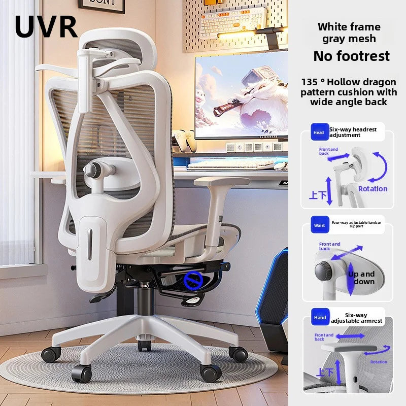 UVR Gaming-Computerstuhl, ergonomisches Design, Sessel, bequemer Mesh-Personenstuhl, Feldverstellbarer Drehstuhl, Bürostuhl