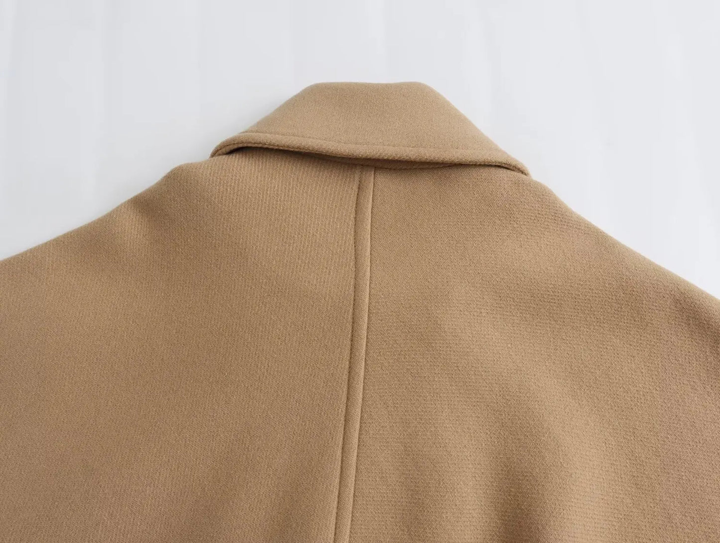 ZBZA Damen Schräge Knopf Lose Fledermausärmel Jacke Mantel Revers Langarm Doppeltasche Warm Solide Farbe Vintage Oberbekleidung Herbst Winter Neue Weibliche Chic Mantel