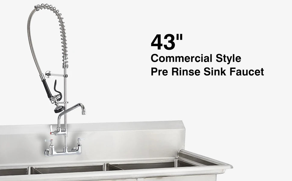 KEMAIDI Commercial Kitchen Faucet with Pull Down Sprayer Industrial Pre Rinse Spring Faucets Mixer for Kitchen Multi-Functional