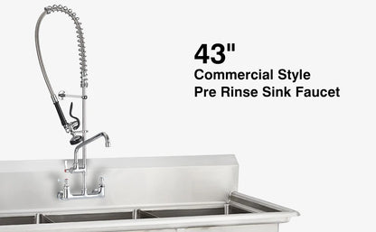 KEMAIDI Commercial Kitchen Faucet with Pull Down Sprayer Industrial Pre Rinse Spring Faucets Mixer for Kitchen Multi-Functional