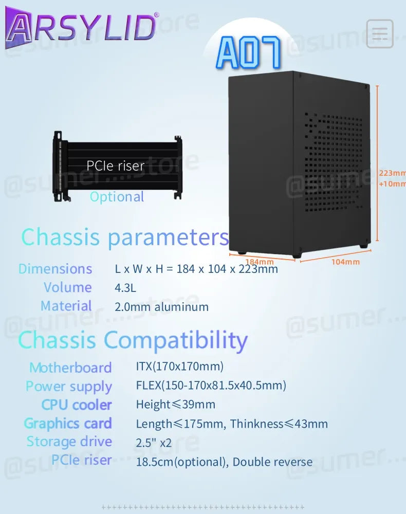 All Aluminum 2.0mm HTPC Mini ITX A4 Chassis Game Computer Support Graphics Card RTX2070 I5 Discrete Display Case K39 A07 A39.