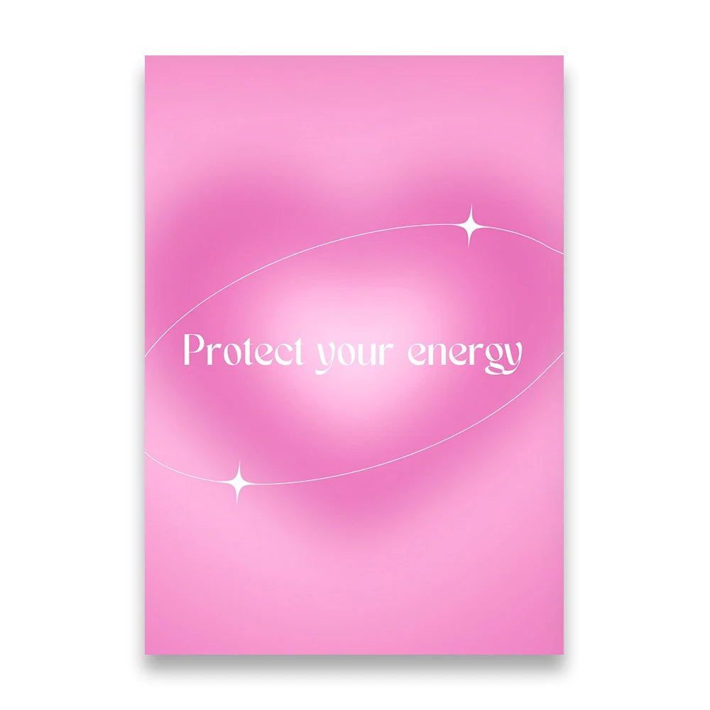 Pink Gradient Aura Spiritual Affirmation Wall Art Canvas Painting Nordic Posters And Prints Wall Pictures For Living Room Decor.