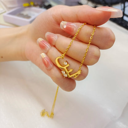 Luxury Personalized Stainless Steel Name Jewelry Custom Arabic Name Necklace with Diamond 18K Gold-Plated Gift For Women Jewelry.