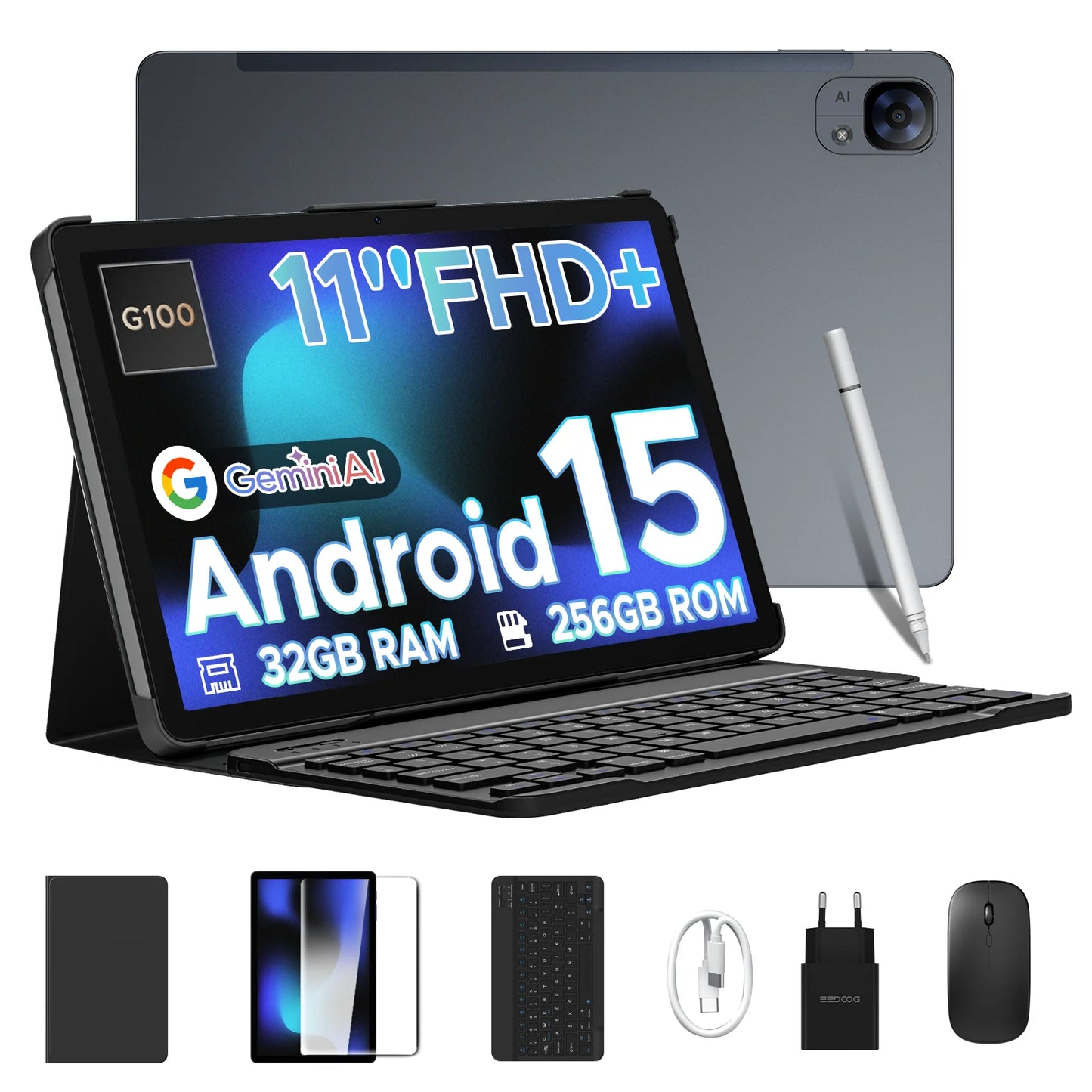 Global Version Doogee Tab E3 Tablet Pc Android 15 Gemini Ai 11-Inch Ultra-Clear 32Gb(8+24) 256Gb Helio G100 8800Mah Battery Tablet