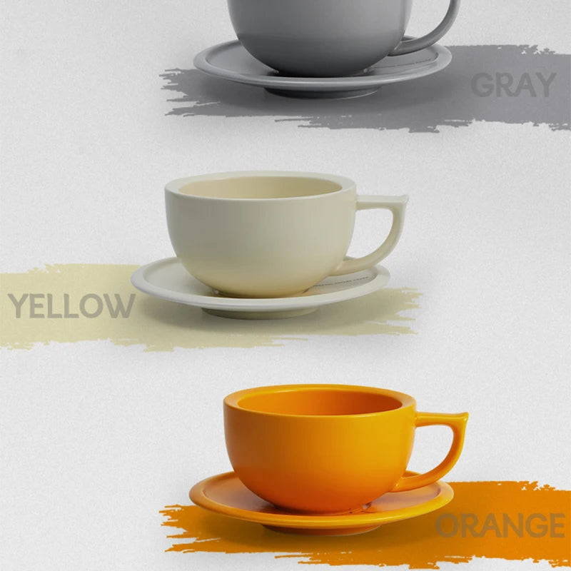 MUVNA Coffee and tea tools Cups 280ml/for Latte,Hot Tea,Cappuccino,Mocha,Cocoa,White/Cup and Saucer Set/Ceramic Latte Coffee Cup