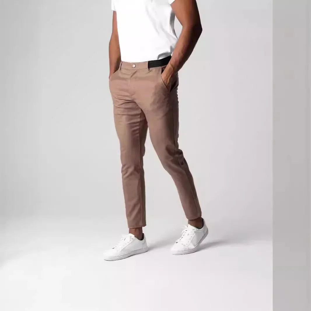 Men's Casual Breathable Cotton Long Pants All Season Versatile Business Style Comfortable Fit Youth Fashionable Loose Fit.