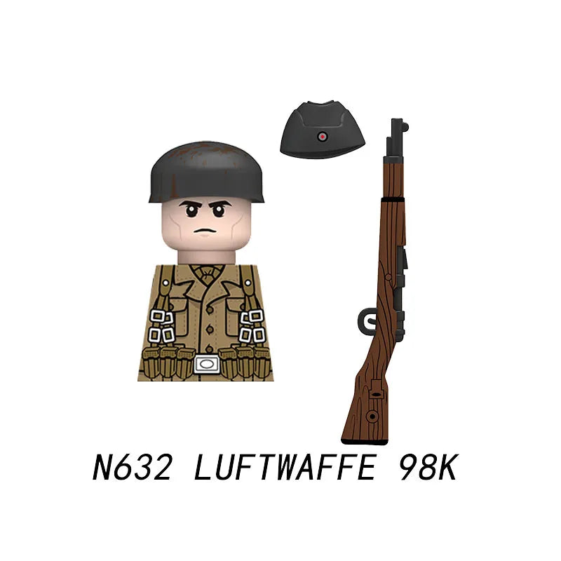 Military WWII Figure Building Blocks Accessories MP40 Rocket Launcher MG42 Officer Army Camouflage Soldier Pzf 98K Toy Gift N029