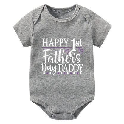Happy 1st Vatertag Papa Druck neugeborenes Baby Jungen Mädchen Stram pler Kleidung Kleinkind Sommer Kurzarm Body Väter Tag Geschenke