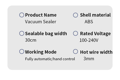 Electric Vacuum Sealer Dry/Wet Food Sealed Packaging Kitchen Food Storage Seal UV Sterilization Built-in Cutter Knife