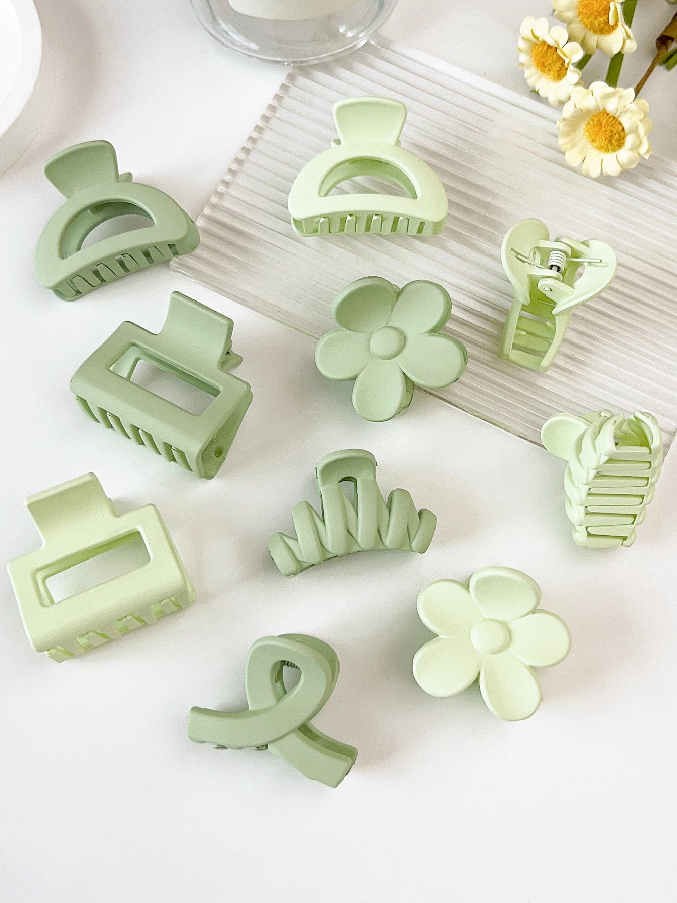 10 Pcs Pink Small Claw Clips Set,Matte Tiny Flower Jaw Clips for Women Girls,5 Style Nonslip for Thin Medium Fine Hair