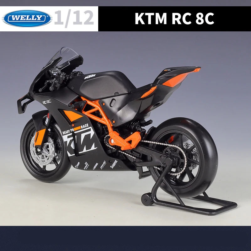 Welly 1:12 KTM RC 8C Alloy Road Racing Motorcycle Model Diecast Metal Street Sports Cross-country Motorcycle Model Children Gift.