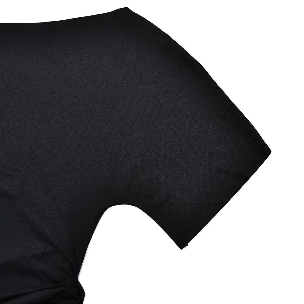 Cryptographic One Shoulder Ruched Asymmetrical Tops for Women Outfits Sexy Short Sleeve Casual Tops Slim T-shirts Summer Clothes.