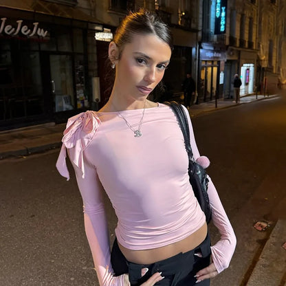 Summer Lace-Up T-Shirts Vest For Women Long Sleeve High Waist Cropped Y2k Top Pullover Female 2025 New Tank Top.