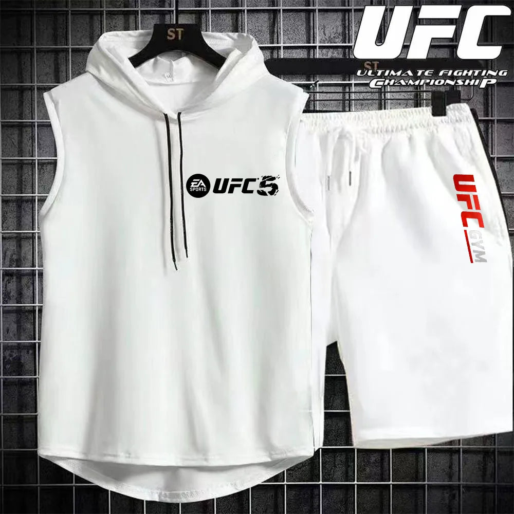 New Summer Men's Two Piece Set Casual T-Shirt and Shorts Set Fashion Short Sleeve Tracksuit Men Women Sports Suit Hooded T-shirt.