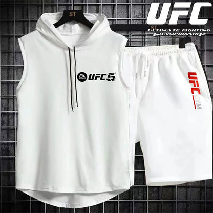 New Summer Men's Two Piece Set Casual T-Shirt and Shorts Set Fashion Short Sleeve Tracksuit Men Women Sports Suit Hooded T-shirt.