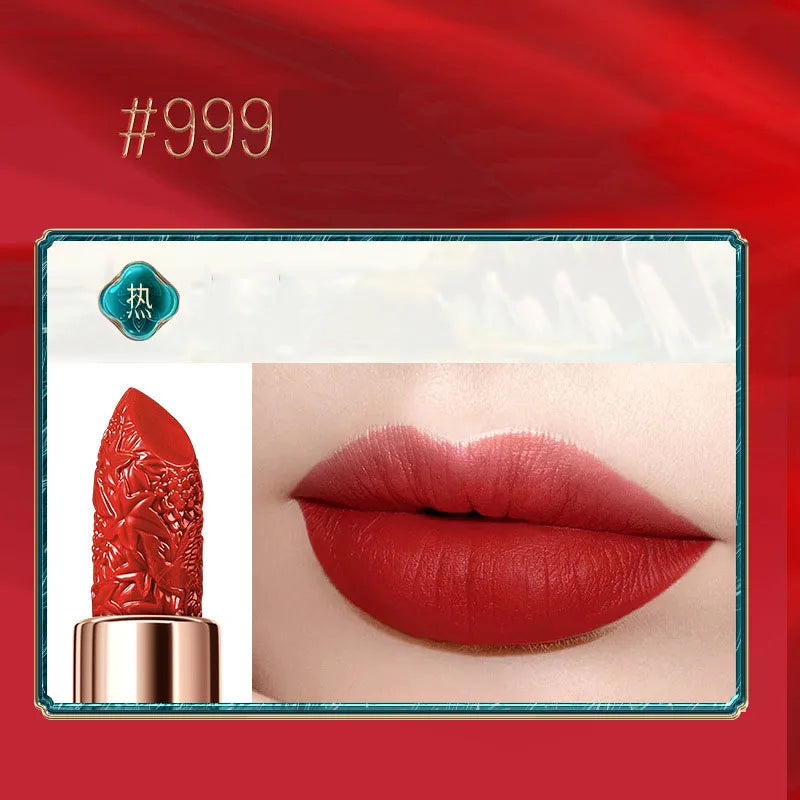Chinoiserie Carving Lipstick Waterproof Long Lasting Women Velvet Lip Glaze Sexy Women Lip Tint Mud Cosmetics For Gifts