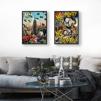 MINISO Disney Marvel Donald Duck Home Living Room Bedroom Art Poster Street Graffiti Children's Room Wall Mural Canvas HD Prints.