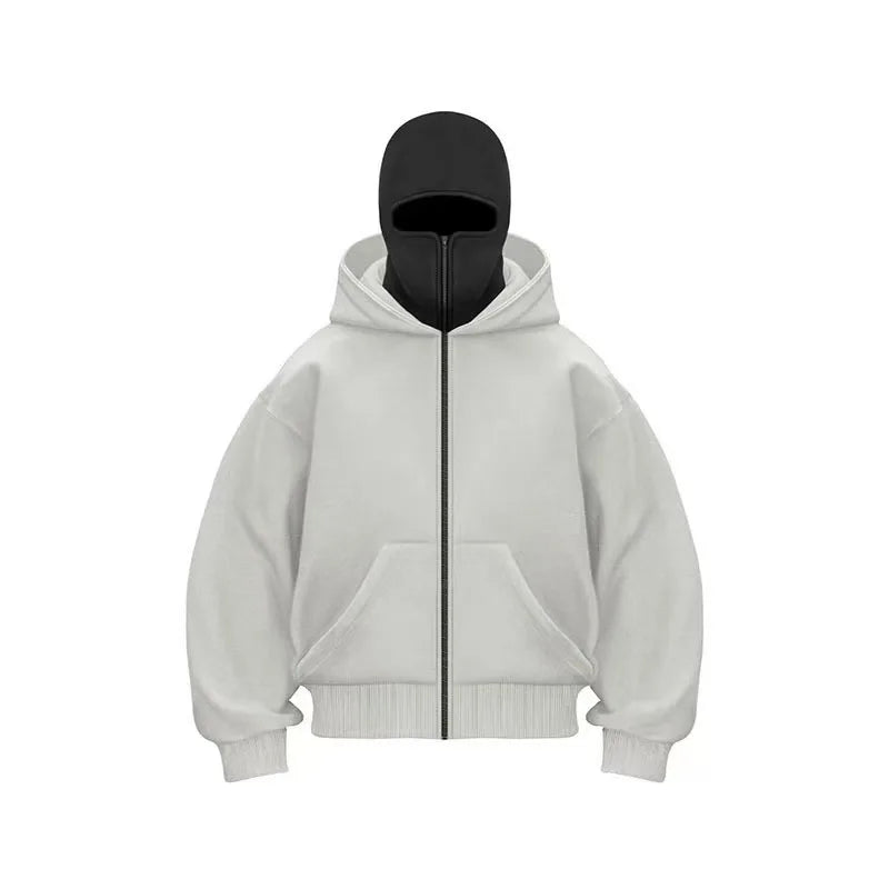 2025 Autumn Men Balaclava Y2K Gothic Harajuku Winter New Item Double Hooded Sweatshirt Men's Hooded Mask Zipper Sportswear Women.