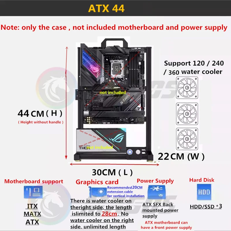 MOD ATX Open PC Case Frame For ITX MATX EATX Gamers Cabinet Aluminum Creative DIY Desktop Computer Chassis Tower Gaming