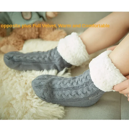 Womens Fuzzy Thermal Sock Plush Grip Hemp Winter Soft Female Home Indoor Warm Bedroom Non slip fluffy Thick Slipper Floor Sock.