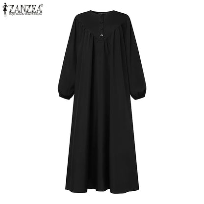 Muslim Abaya ZANZEA Solid Muslim Fashion Islamic Dress Women Vintage.