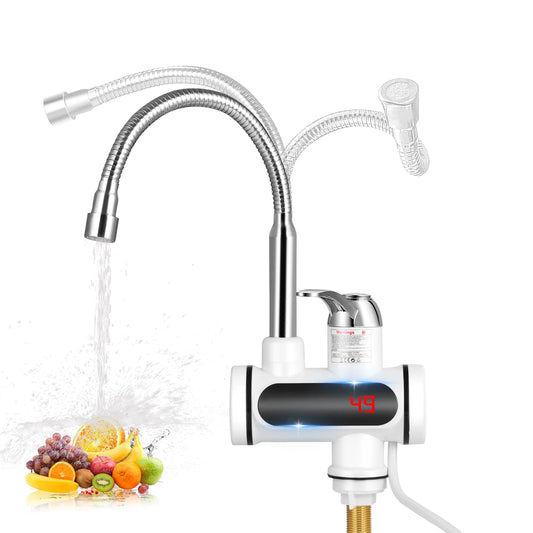 Instant Hot Water Tap Electric Instant Heater Boiling Tap EU 220V Faucet Fast Hot Water Tap with LED Digital Display for Kitchen